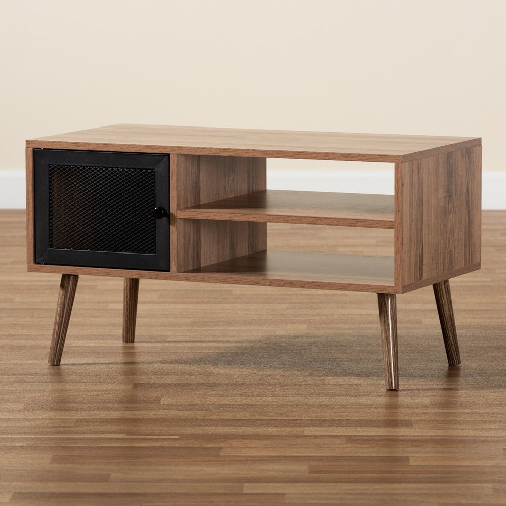 
                      
                        Baxton Studio Yuna Mid Century Modern Transitional Natural Brown Finished Wood & Black Metal Door Coffee Table - lily & onyx
                      
                    