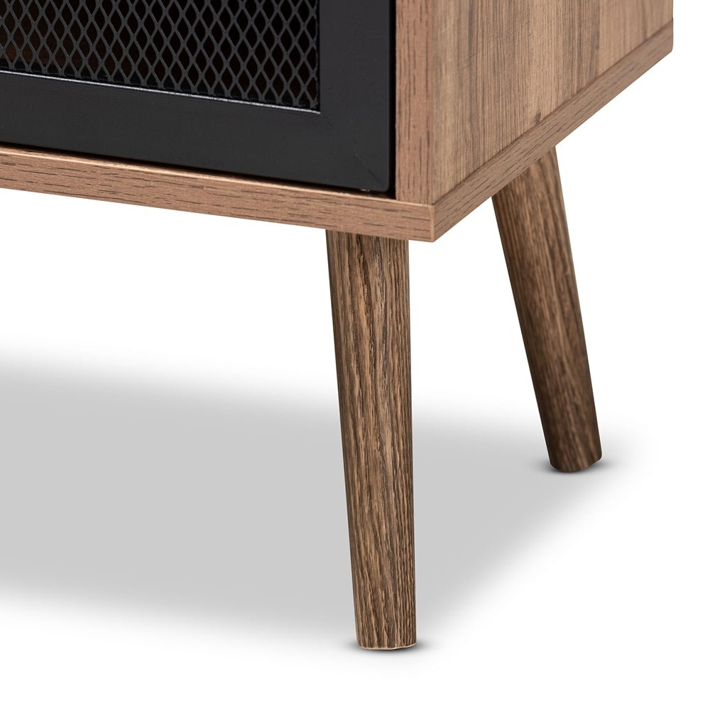 
                      
                        Baxton Studio Yuna Mid Century Modern Transitional Natural Brown Finished Wood And Black Metal 2 Door Storage Cabinet
                      
                    