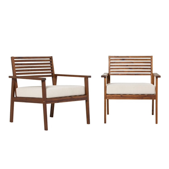 Walker Edison Zander Mid-Century Modern Acacia Outdoor Slat-Back Lounge Chair - lily & onyx